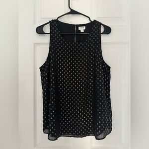 J.Crew Navy Gold Metallic Sleeveless Blouse Top Small